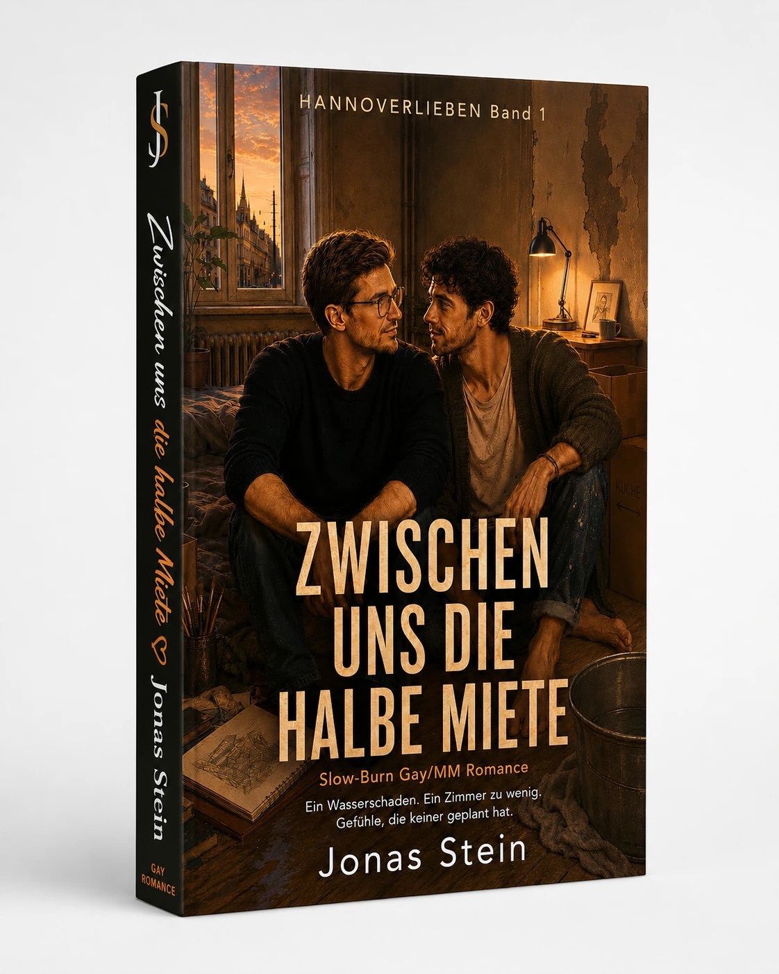 Buch-Mock-up von Zwischen uns die halbe Miete, HANNOVERLIEBEN Band 1